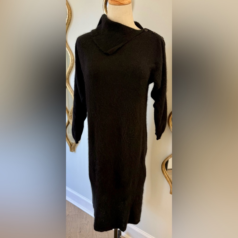 Jonathan Martin Black Wool Angora Knit Dress Travel Capsule Midi M - Picture 3 of 9